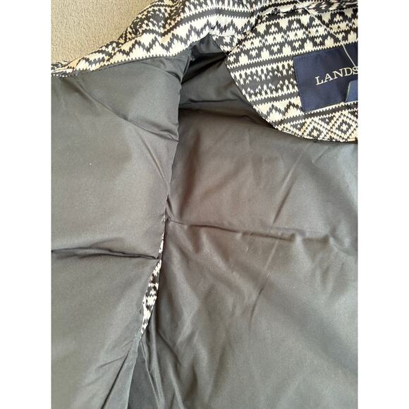Lands End Puffer Vest Womens S Black Print HyperDry 600 Down Fair Isle - Picture 6 of 6